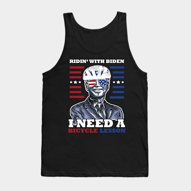 Bicycle Fall trap America Flag Sunglasses Ridin' with Biden Tank Top by jodotodesign